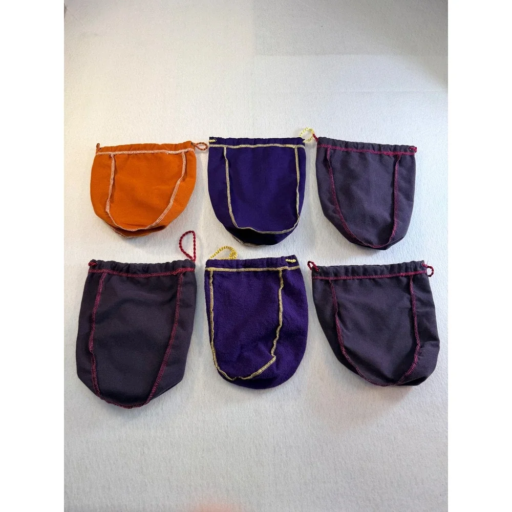 Crown Royal Drawstring Bags Lot of 6 Purple Black Orange Mixed Sizes Crafting